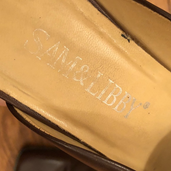 Vintage 90s Sam & Libby leather square toe mules brown 8 1/2 - Picture 5 of 8